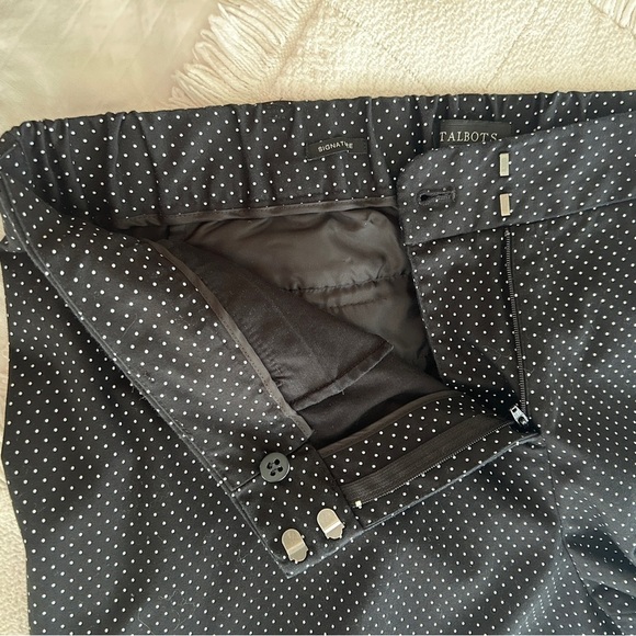 Talbot Pants Black with Tiny White Nautical Dots Signature Crop size 18 W Petite - Picture 12 of 16